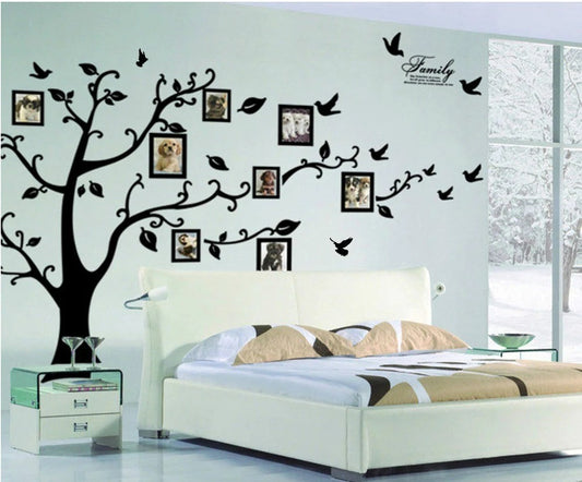 Large 200x250Cm / 79x99in Black 3D DIY Photo Tree PVC Wall Decals