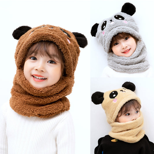 Beanie Wool Cap With Neck Warmer Attached. KIDS WOOL CAP Cartoon