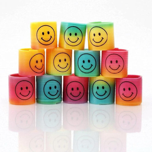 12Pcs Rainbow Smile Magic Springs Circle Toys for Children Birthday Party Favors