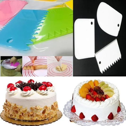 New Amazing 3Pcs/Set Plastic Cake Cream Spatula Dough Knife Cutter Heal Plastic