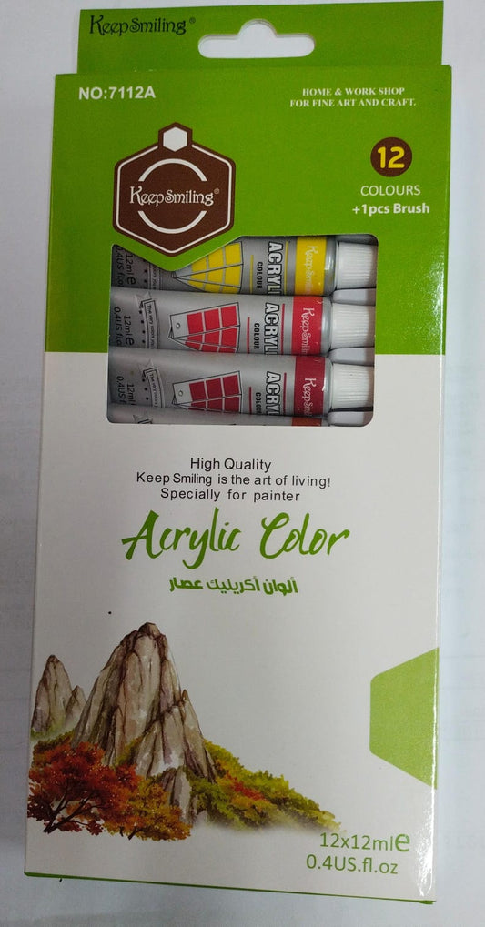 Acrylic Oil Glass Water Fabric Colour Paint Set - Pack Of 12