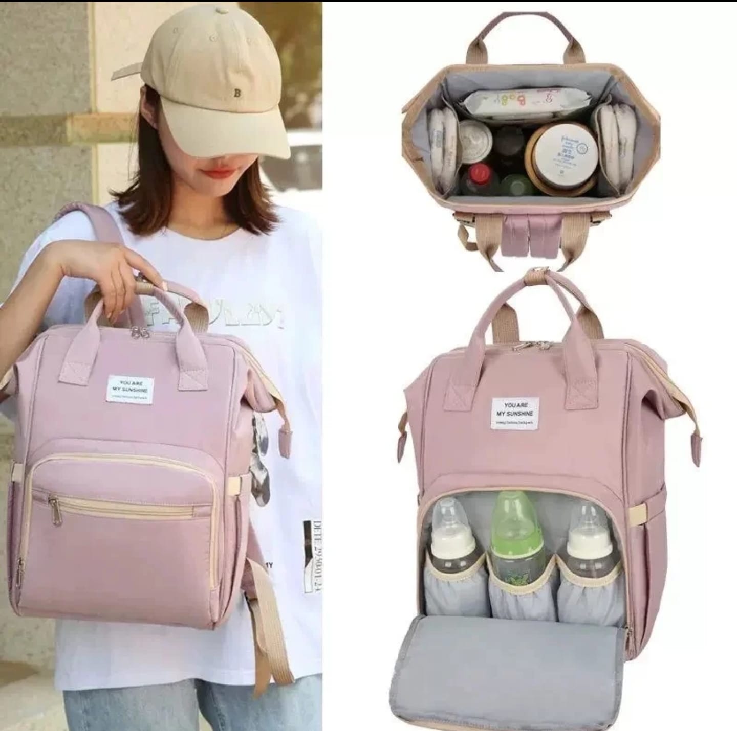 Large Capacity Mummy Bag Multi-function Waterproof Outdoor Women Backpack Nursing Bag for