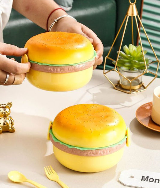 1 pc Round Cute Burger Shape Lunch Box Perfect For School Kids