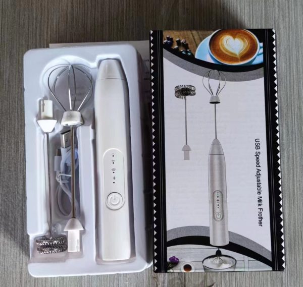 2 in 1 Electric Milk Frother Whisk Egg Beater USB Rechargeable Coffee