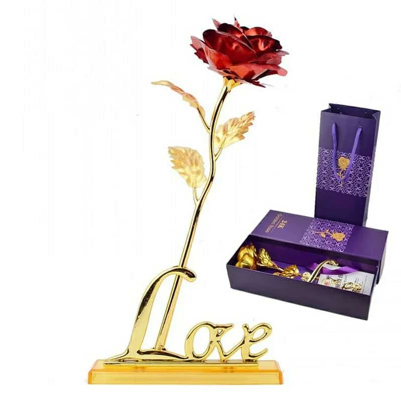 24k Gold Plated Rose (With Love Holder Box) Gift Ramazan Greeting Mother's