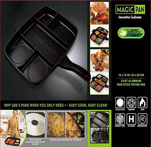 Frying pan 5-in-1 Multifunction Breakfast Fryer Pan Saucepan Flat Non-Stick Divided Frying