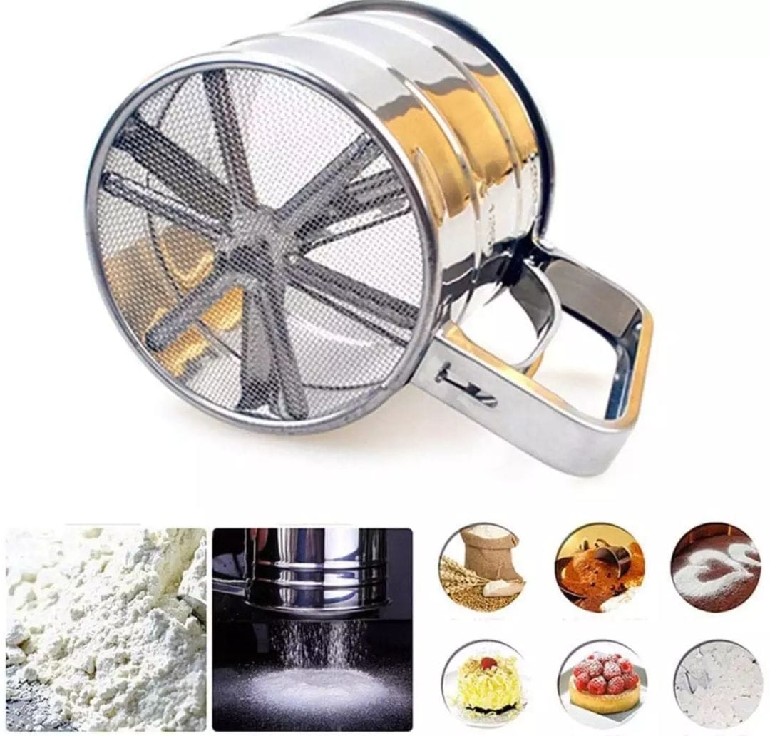 Flour Sifter, Stainless Steel Sifter for Baking, Double Layer Fine Mesh Baking