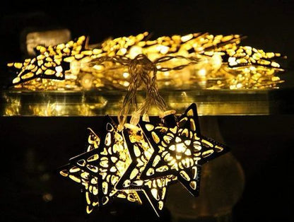Mega Power 3 Meter 10 LED Warm White Metal Star String