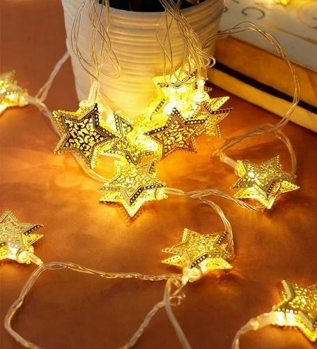 Mega Power 3 Meter 10 LED Warm White Metal Star String