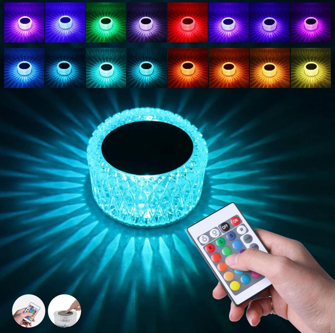 Mega Power LED Bird Nested Crystal Lamp Table Lamp, 16 Color Changing