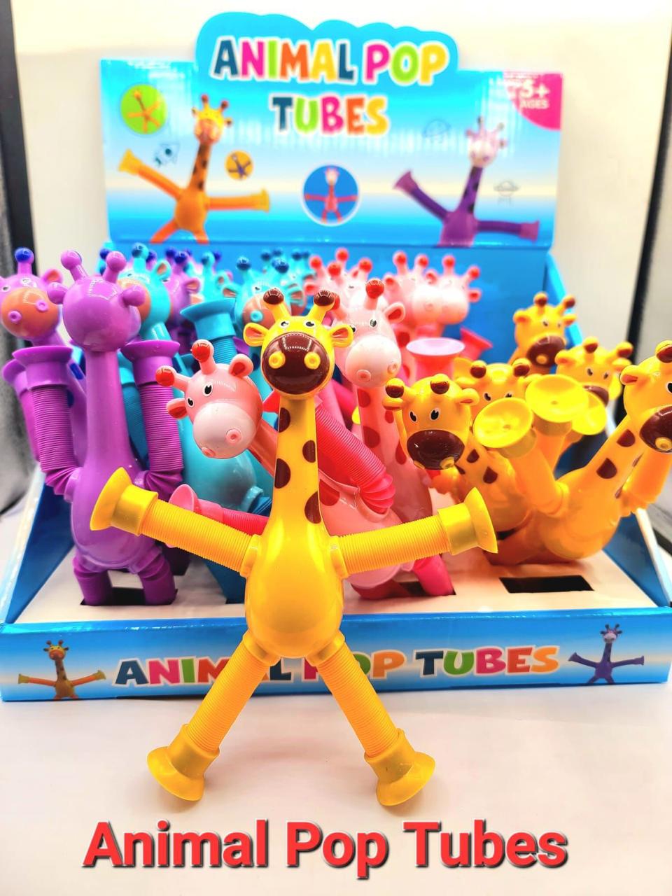 1 Pcs of Animal Pop Tubes Cartoon Giraffe Suction Cup Toys Kids