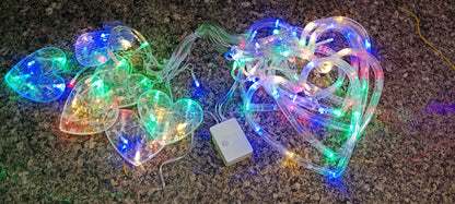 Multi Color Heart Curtain \ Warm Color Heart Curtain 6+6 String LED