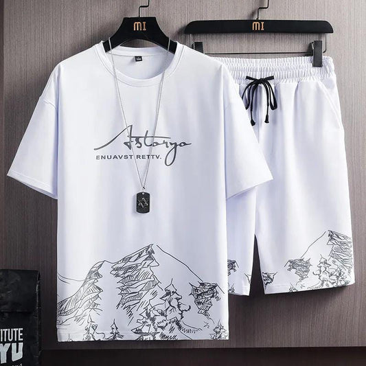 Summer white Astarya Tracksuit ( Tshirt + short) Fabric Polister