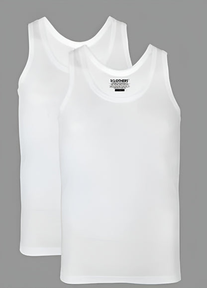 Pack of 2 Men under garment White banyan Round Neck Sleeveless Plain/Solid