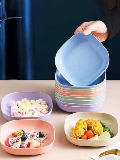 10Pcs Multi-function Eco-Friendly Colored Plastic Bone Dish Household 6 Inch Small Plate