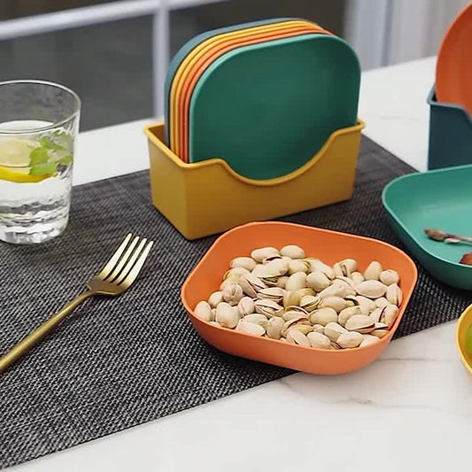 10Pcs Multi-function Eco-Friendly Colored Plastic Bone Dish Household 6 Inch Small Plate