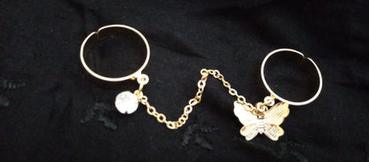 2 Finger Gold Butterfly rings | Trendy Butterfly pair rings set |