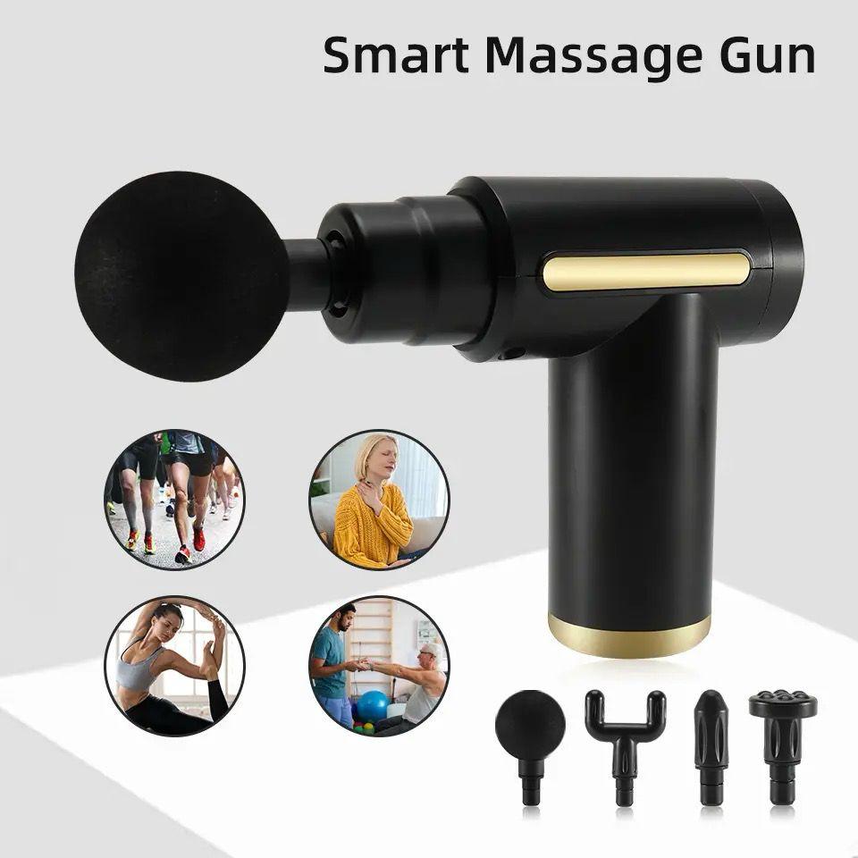 Massage Gun Deep Tissue, Handheld Muscle Massager with 4 Massage Heads, Super