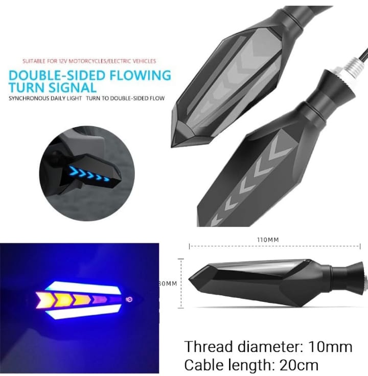 Bike Indicator Slide Arrow Running Style With Lava DRL Red - Yellow