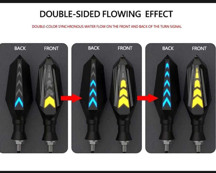 Bike Indicator Slide Arrow Running Style With Lava DRL Red - Yellow