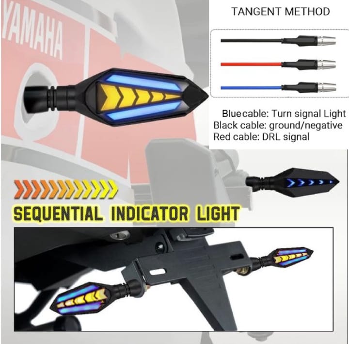 Bike Indicator Slide Arrow Running Style With Lava DRL Red - Yellow