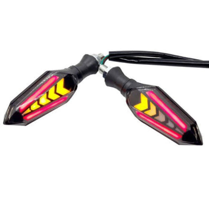 Bike Indicator Slide Arrow Running Style With Lava DRL Red - Yellow