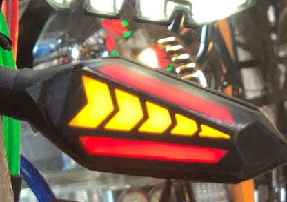 Bike Indicator Slide Arrow Running Style With Lava DRL Red - Yellow