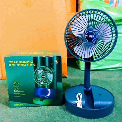 Portable Rechargeable Telescopic Folding Fan | USB Foldable | Table Desk Fan