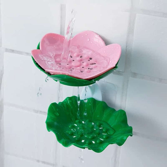 Double Wall Hanging Drain Soap Box Multifunctional Lotus Flower Shaped Soap Holder