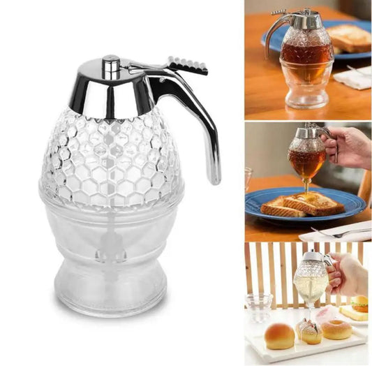 Honey Juice Syrup Dispenser Pot Jar For Kitchen Bee Drip Storage