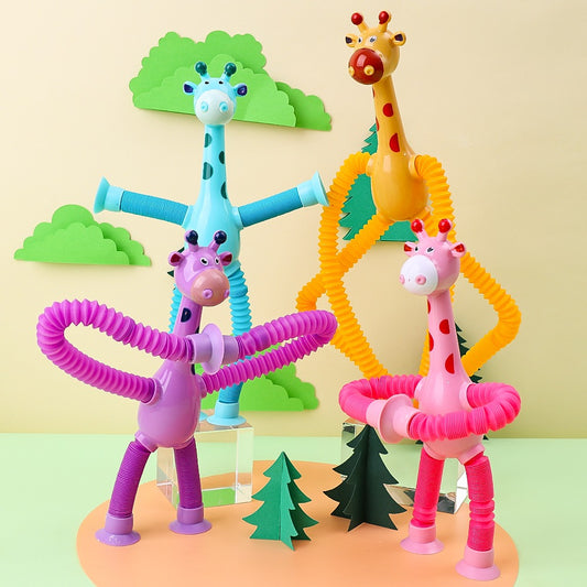 Telescopic Suction Cup Giraffe Toy Pop Tubes Sensory Toys For Toddlers Fidget