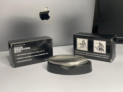 Odor removing steel soap bar with stand and box | soap for