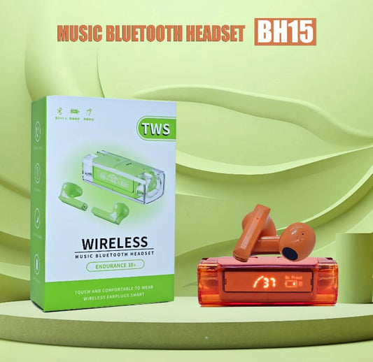 TWS BH15 music wireless Bluetooth ear buds | Transparent Wireless Bluetooth earphones,