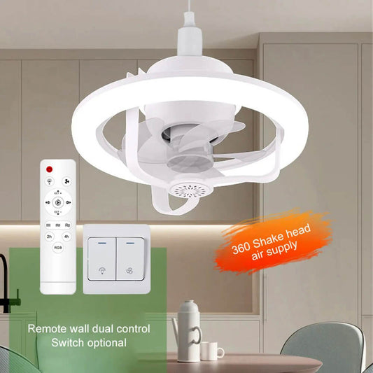 360° Rotating Socket Ceiling Fan with Light and Remote