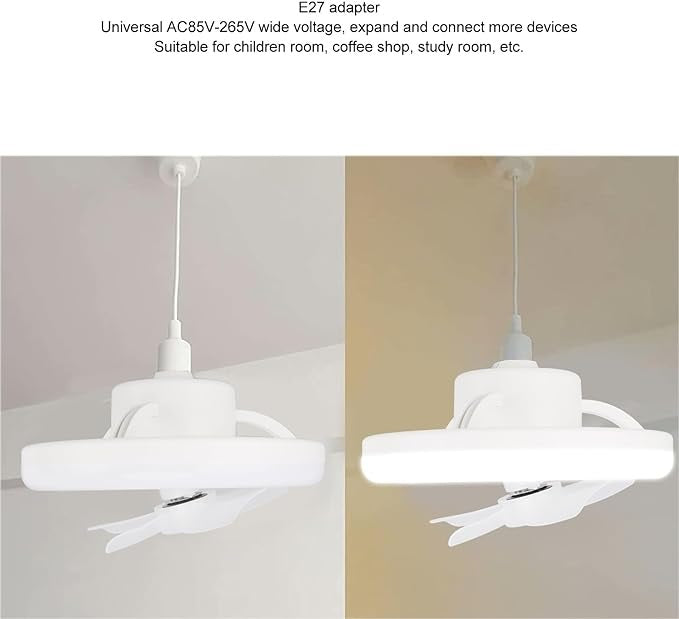 360° Rotating Socket Ceiling Fan with Light and Remote