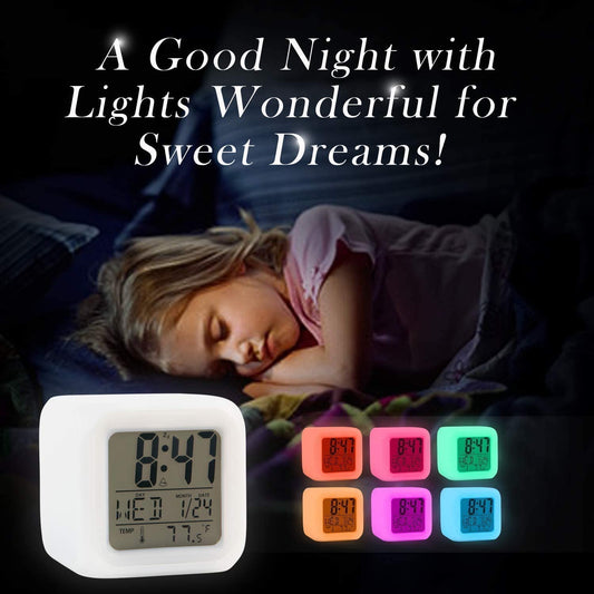 Creative Alarm Clock Sublimation LED Digital Clock 7 Color Changing Light Night