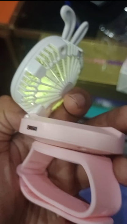 Rechargeable Portable Cartoon Style Children Watch Fan with RGB Light | Portable