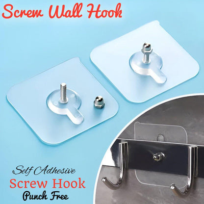 (1pcs) Adhesive Screw Sticker Hook Heavy Duty Stick on Door Nail Free