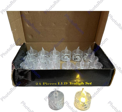 Pack of 12 Warm White Flameless Led Tealight Candle Decorative Battery Operated