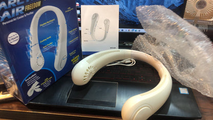 Wearable 3-Speed Neck Cooler, Small Fan for Outdoor &amp; Indoor Use, USB-Rechargeable