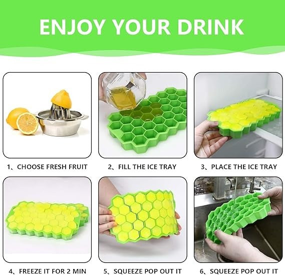 Silicone Ice Tray With Plastic Cover Cap | Push Pop Out Round