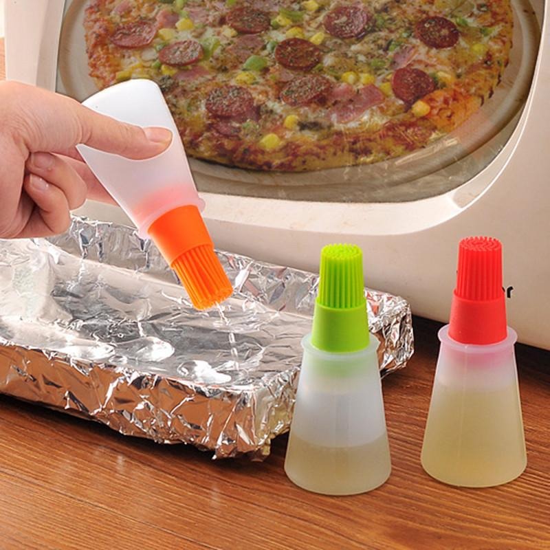Portable Silicone Oil Bottle with Brush | Grill Oil Brushes for Kitchen
