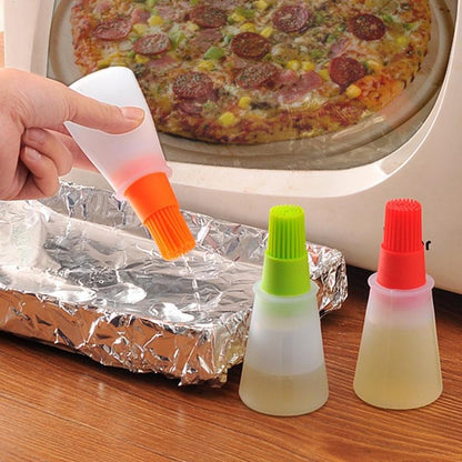 Portable Silicone Oil Bottle with Brush | Grill Oil Brushes for Kitchen