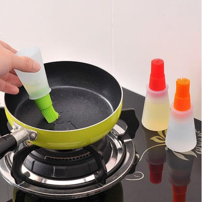 Portable Silicone Oil Bottle with Brush | Grill Oil Brushes for Kitchen