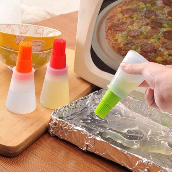 Portable Silicone Oil Bottle with Brush | Grill Oil Brushes for Kitchen