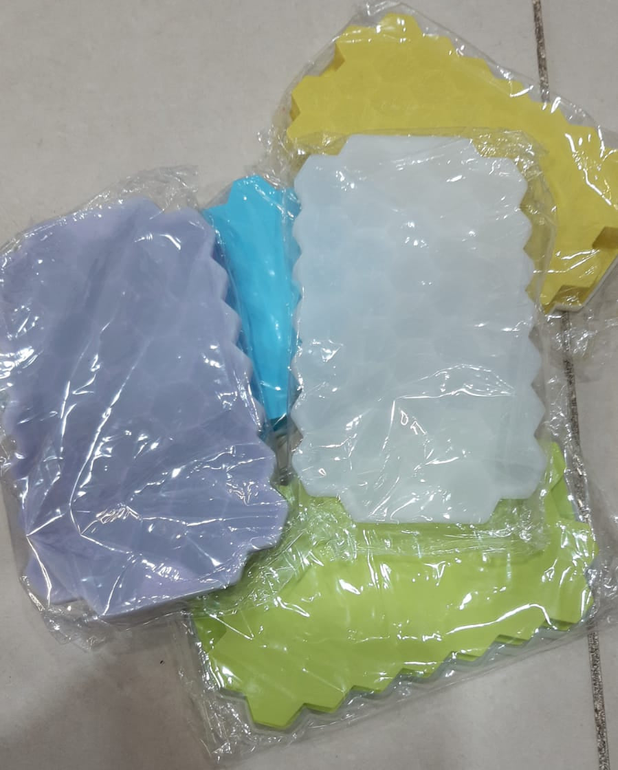 Silicone Ice Tray With Plastic Cover Cap | Push Pop Out Round