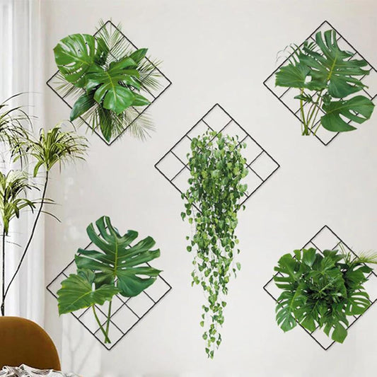 3D Green Plant Wall Sticker, 3D Effect Tropical Vivid Green Plants Wall