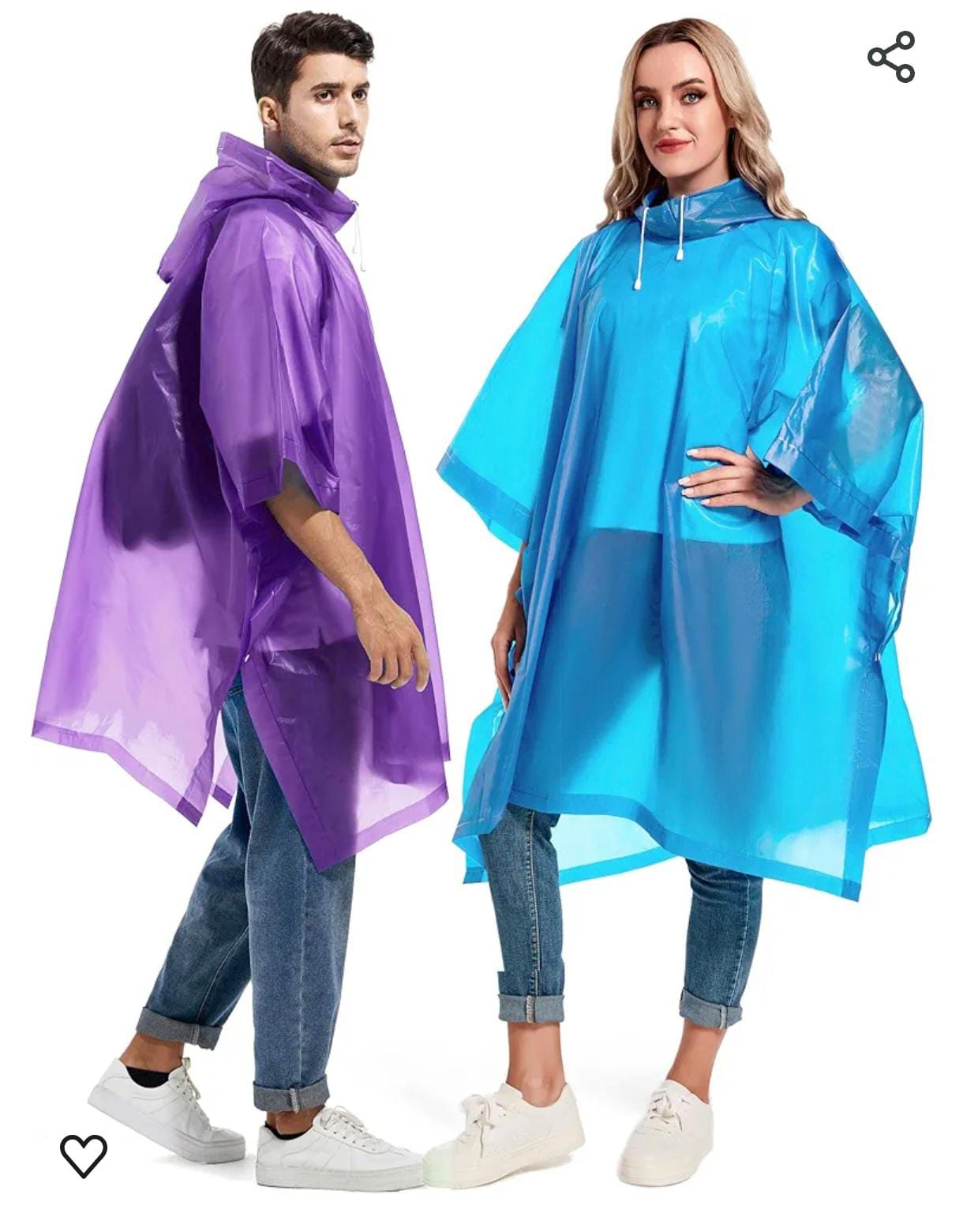 Rain Ponchos for Adults Reusable - Raincoats Survival Emergency Heavy Duty Rain