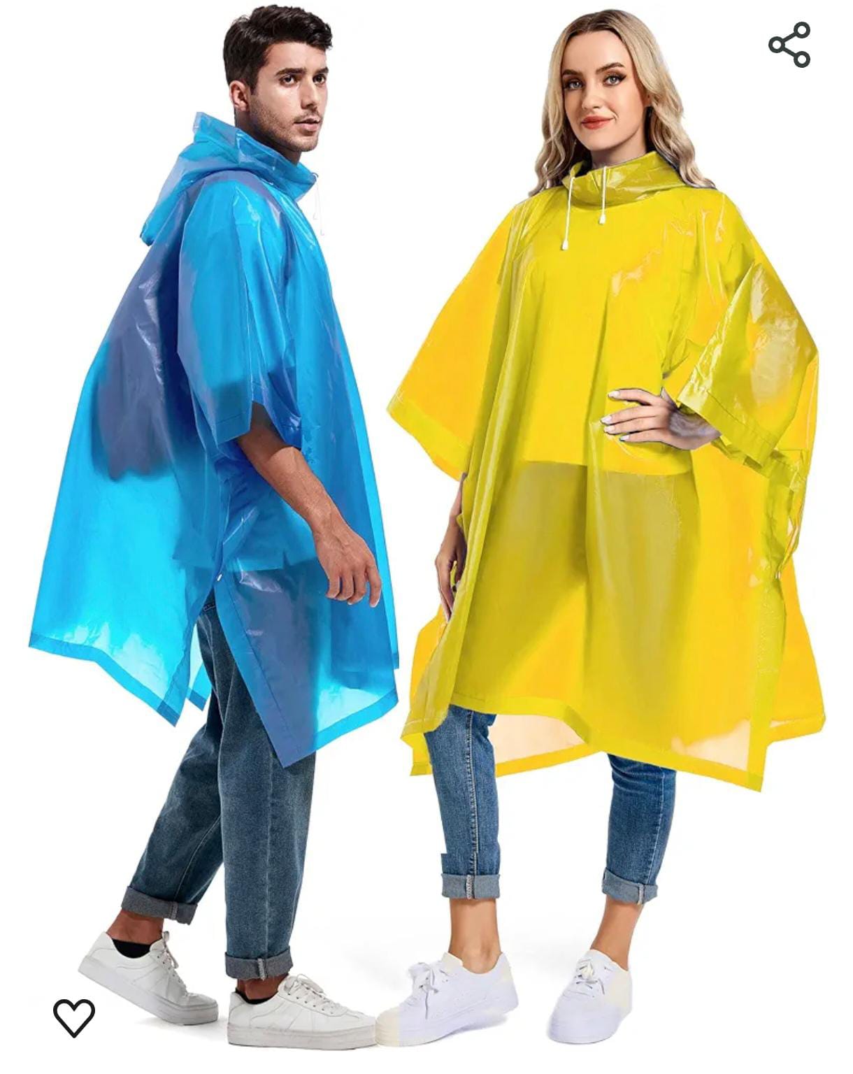 Rain Ponchos for Adults Reusable - Raincoats Survival Emergency Heavy Duty Rain