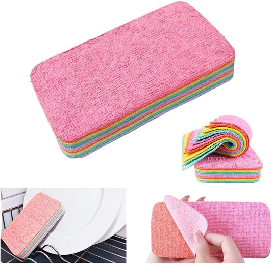 12-Layer Tearable Rainbow Rag, Reusable Dual Sided Dish Sponge, Rainbow Scrub Sponge,